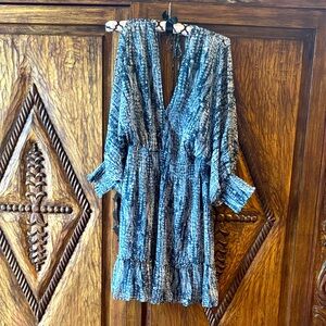 Lovestitch Blue and white Long Sleeve Dress with cute silver sparkle dots.